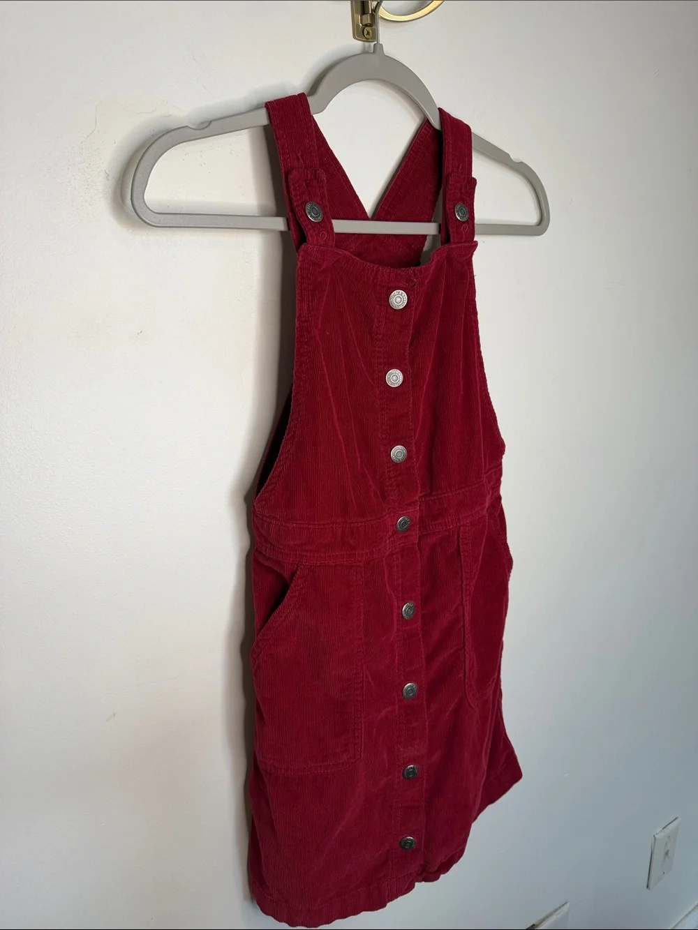 Old Navy Dark Red Corduroy Button-Front Dress 10